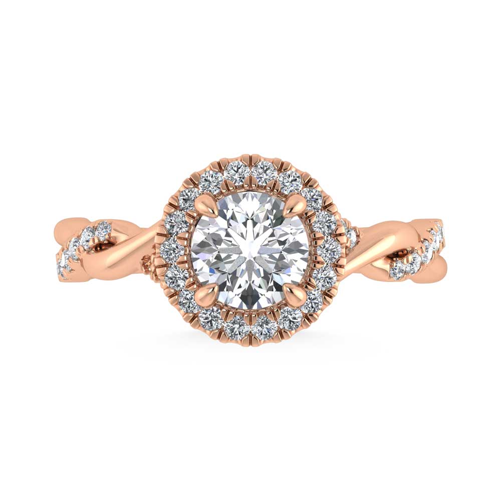 14K Rose Gold Lab Grown Diamond 1 1/4 Ct.Tw. Engagement Ring (Center Round 1ct)