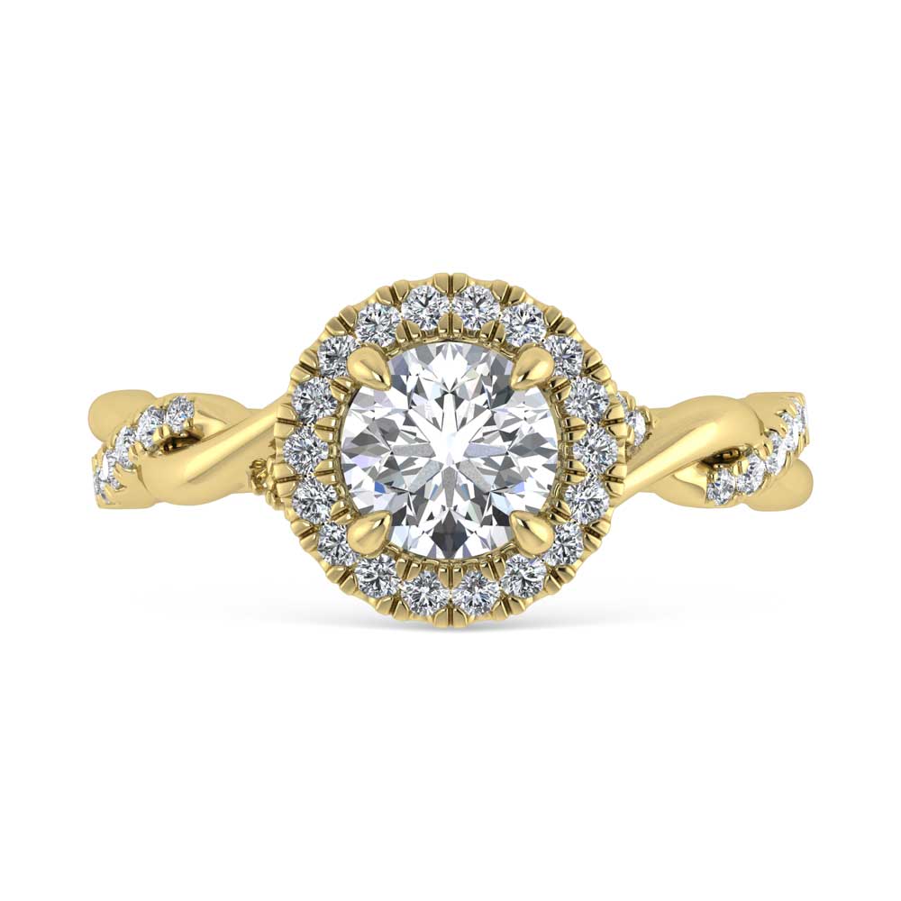 14K Yellow Gold Lab Grown Diamond 1 1/4 Ct.Tw. Engagement Ring (Center Round 1ct)