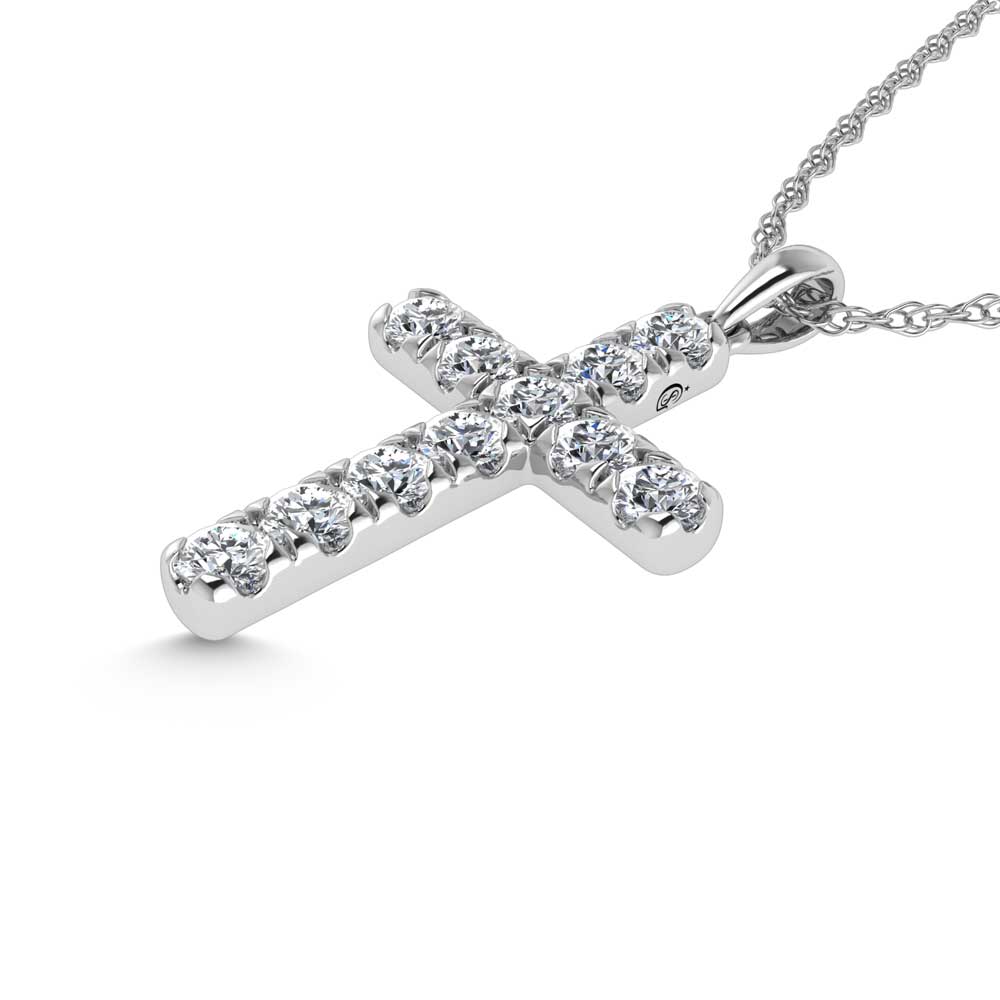 14K White Gold Lab Grown Diamond 3/4 Ct.Tw. Cross Pendant