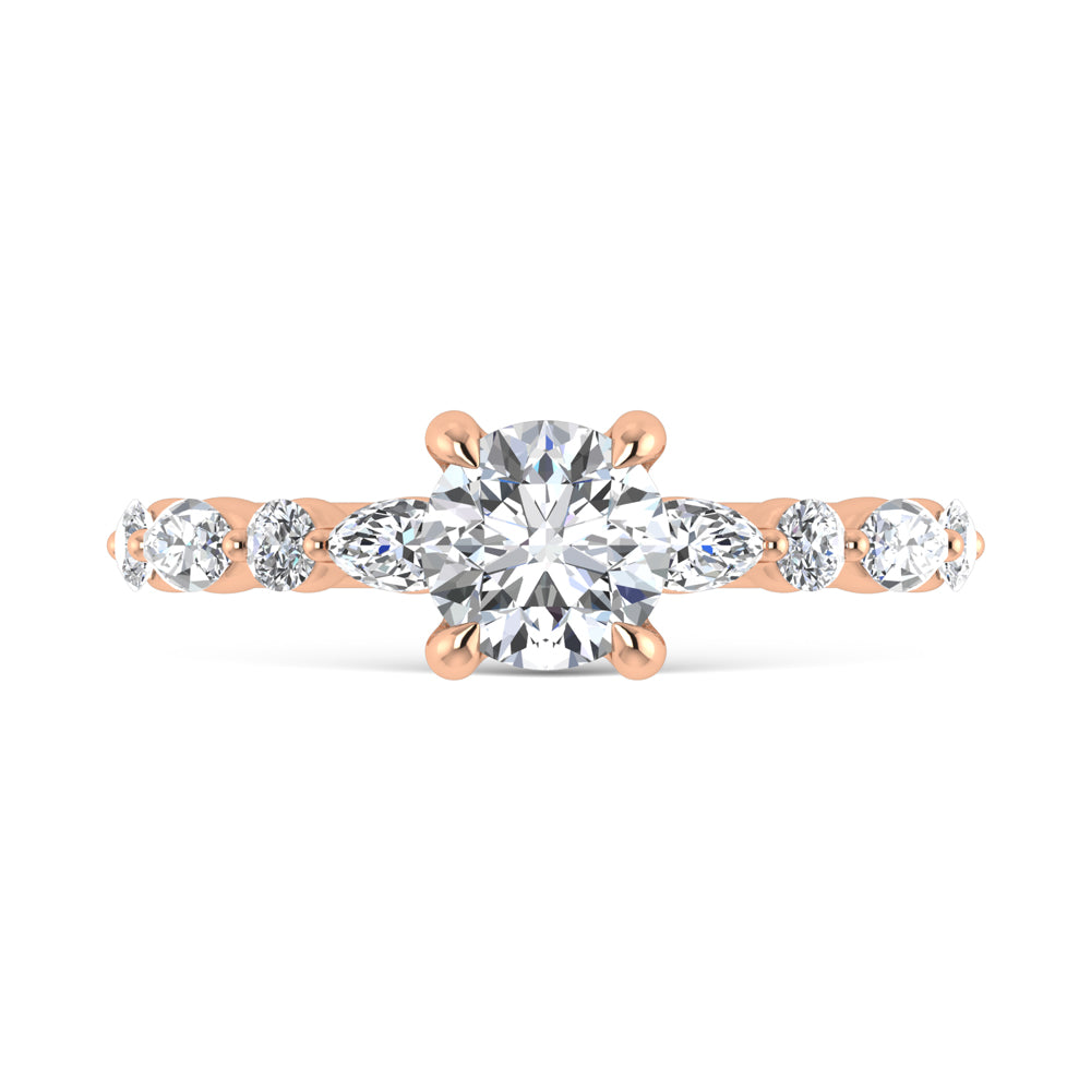 14K Rose Gold Lab Grown Diamond 1 1/3 Ct.Tw. Engagement Ring (Center 1 ct)