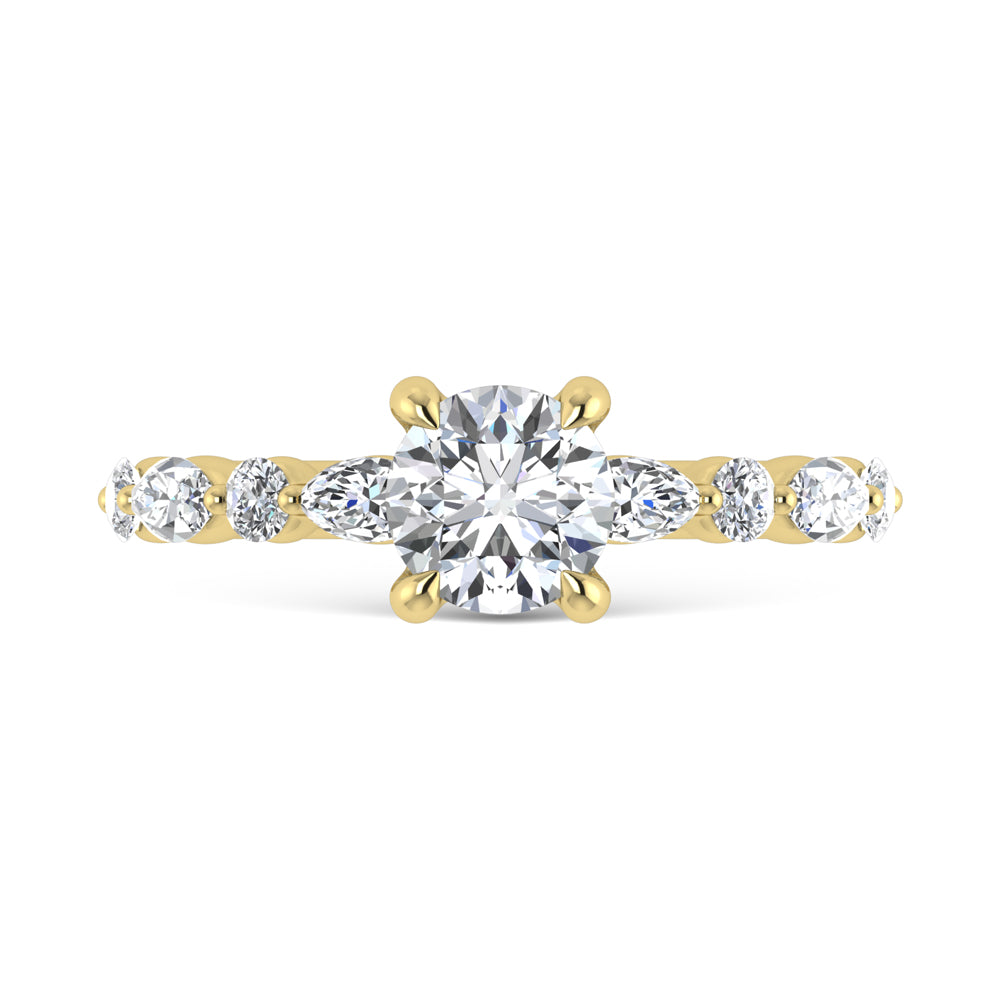 14K Yellow Gold Lab Grown Diamond 1 1/3 Ct.Tw. Engagement Ring (Center 1 ct)