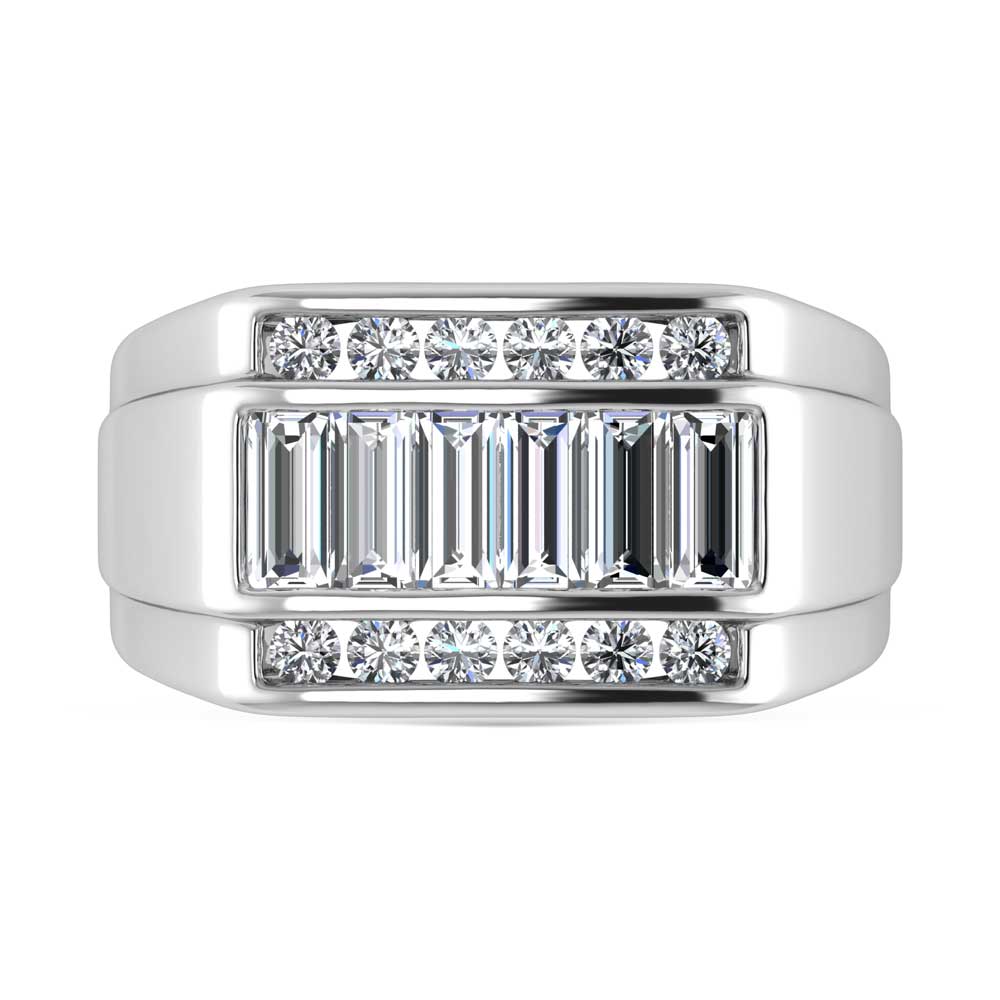 14K White Gold Lab Grown Diamond 1 7/8 Ct.Tw.  Diamond Mens Ring