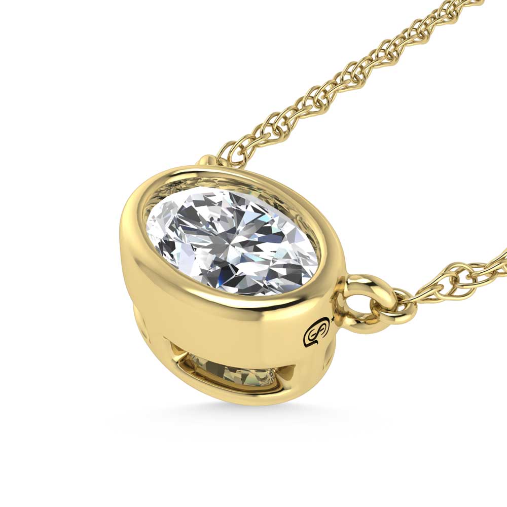 14K Yellow Gold Lab Grown Diamond 1 Ct.Tw. Oval Shape Solitaire Necklace - 16 inches