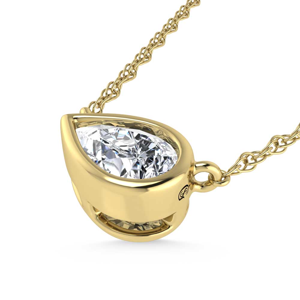 14K Yellow Gold Lab Grown Diamond 1 Ct.Tw. Pear Shape Solitaire Necklace - 16 inches