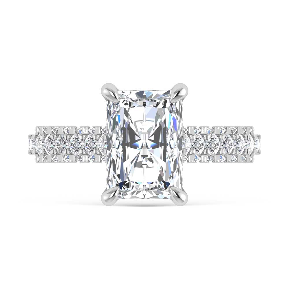 14K White Gold Lab Grown Diamond 4 1/4 Ct.Tw. Radiant Shape Engagement Ring