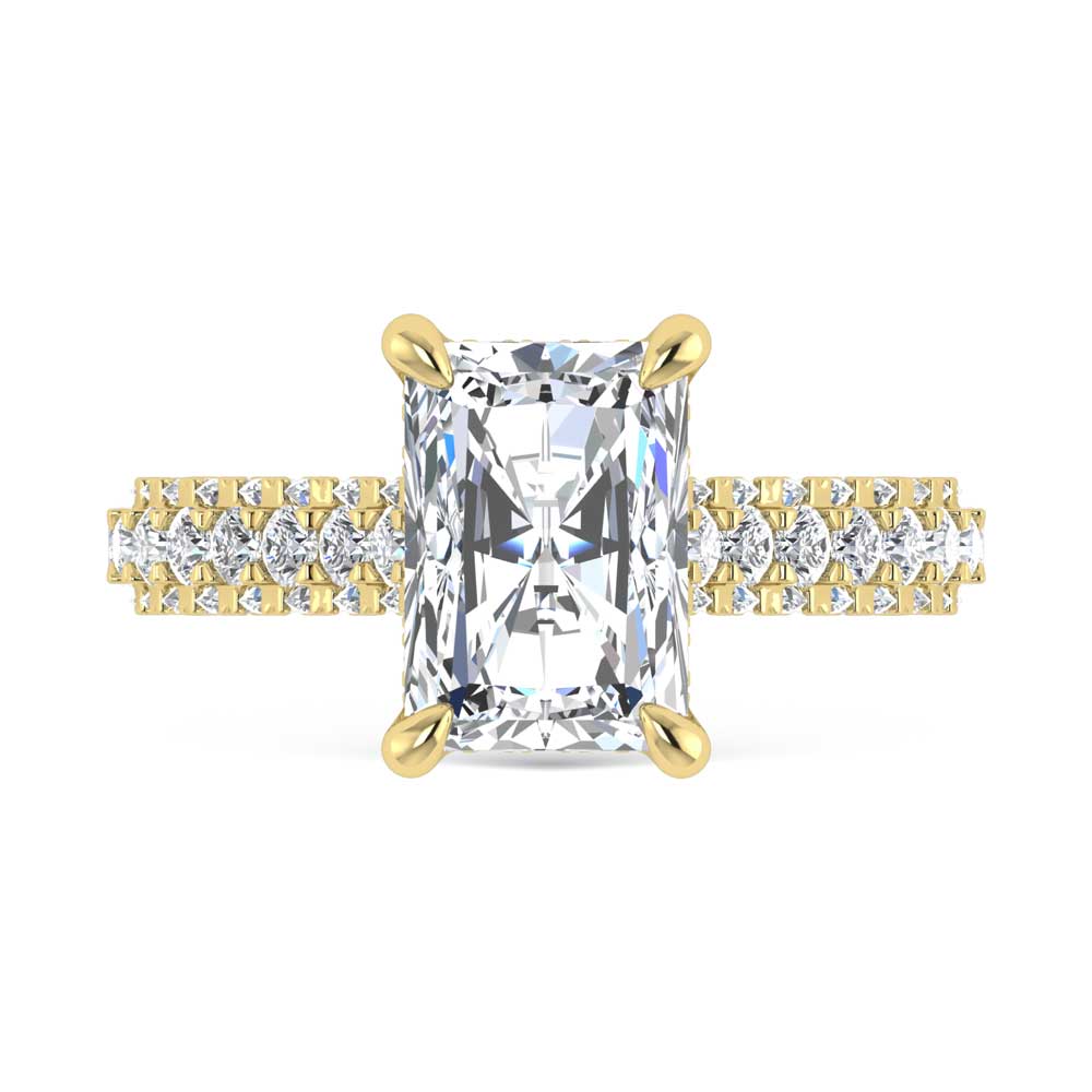 14K Yellow Gold Lab Grown Diamond 4 1/4 Ct.Tw. Radiant Shape Engagement Ring