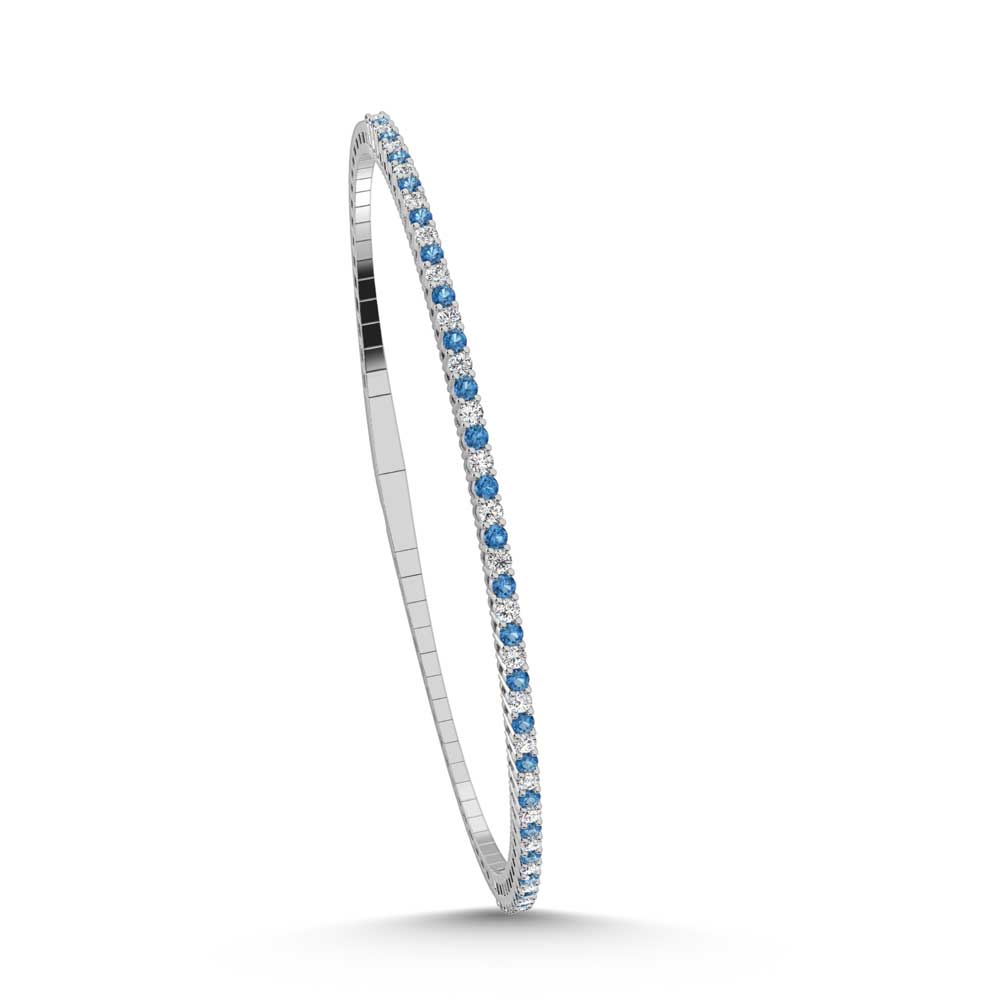 14K White Gold  1 Ct.Tw.  Alternate white and Blue Lab Grown Diamond Bangle