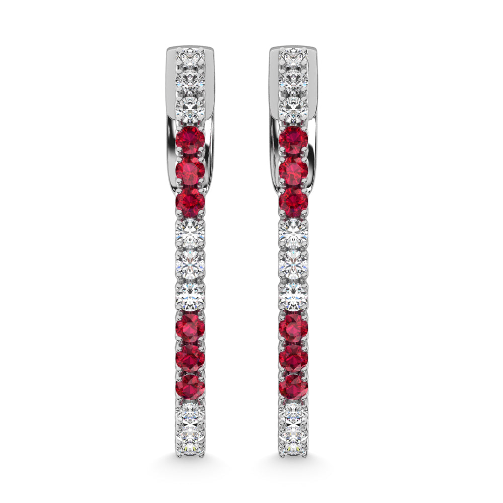 14K White Gold Lab Grown White and Pink Diamond 5/8 Ct.Tw. Earrings