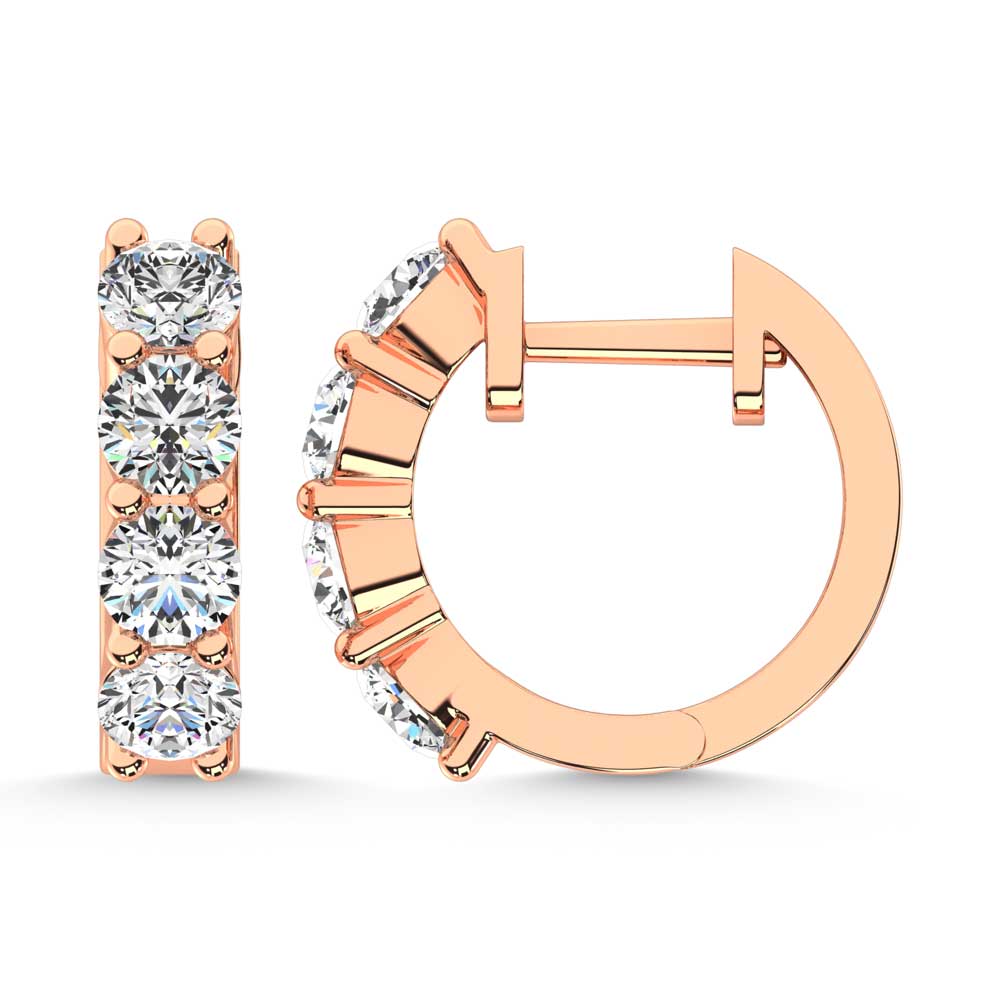 14K Rose Gold Lab Grown Diamond 1 1/2 Ct.Tw. Hoop Earrings