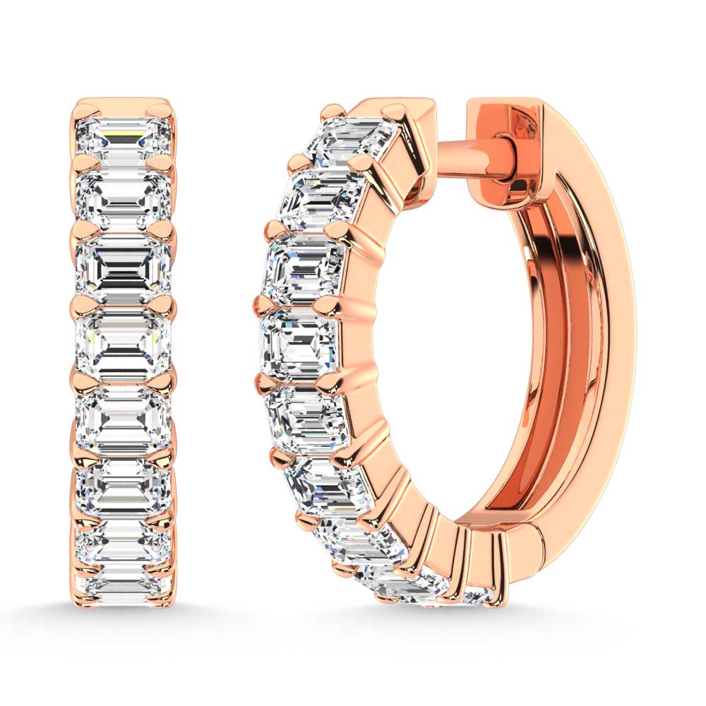 14K Rose Gold Lab Grown Diamond 1 1/2 Ct.Tw. Hoop Earrings