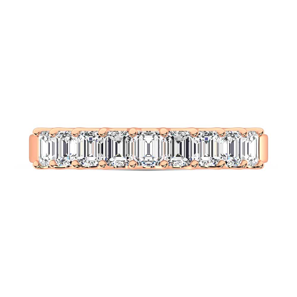 14K Rose Gold Lab Grown Diamond 1 Ct.Tw. Half Way Emerald Band