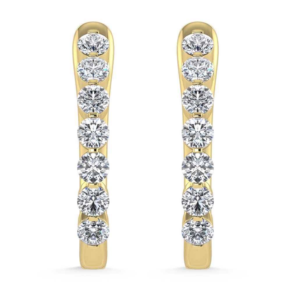 14K Yellow Gold Lab Grown Diamond 1 Ct.Tw. Hoop Earrings