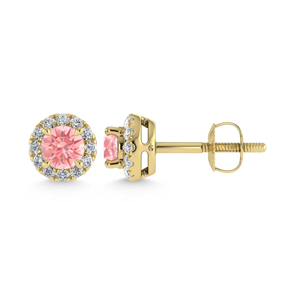 14K Yellow Gold  1 1/3 Ct.Tw. Yellow and Pink Lab Grown Diamond Stud Earrings