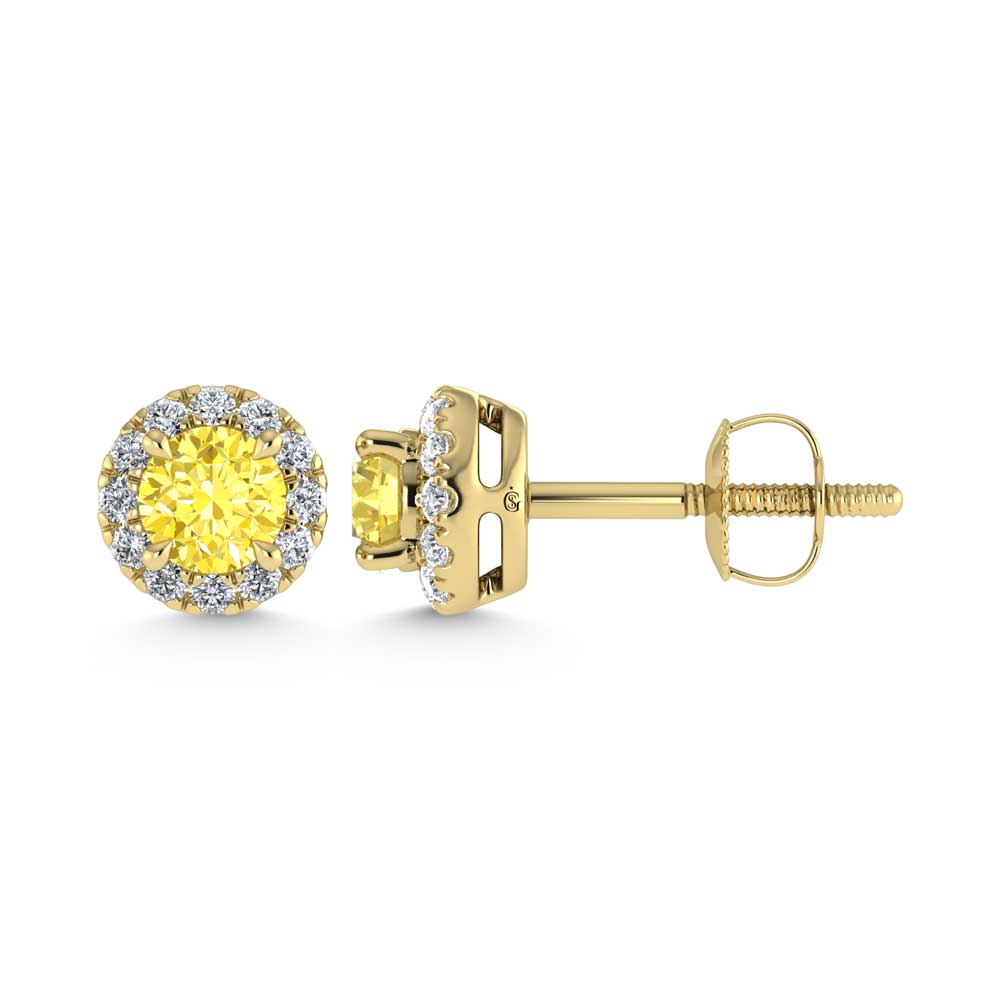 14K Yellow Gold  2 Ct.Tw. Yellow and Yellow Lab Grown Diamond Stud Earrings