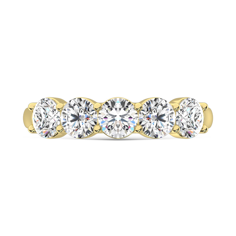 14K Yellow Gold Lab Grown Diamond 1 Ct.Tw. 5 Stone Ladies Band