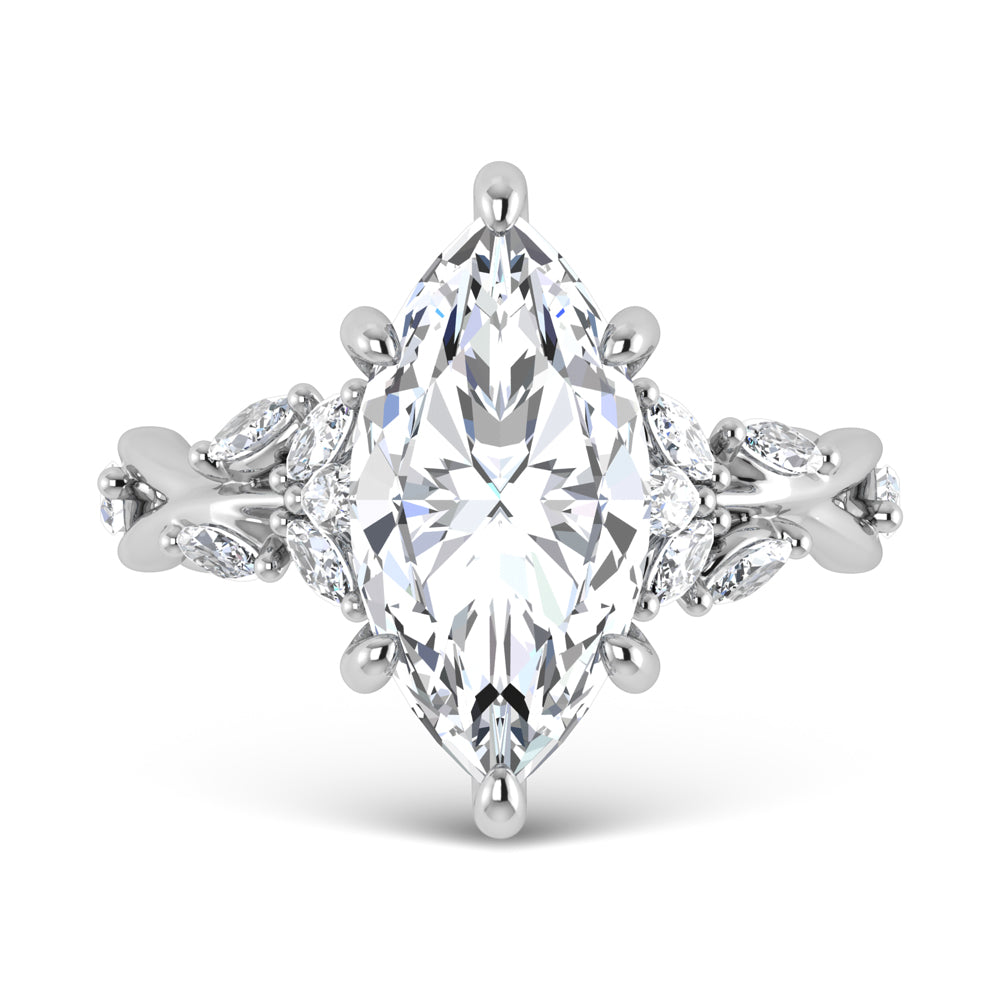 14K White Gold Lab Grown Diamond 3 1/2 Ct.Tw. Marquise Engagement Ring (Center 3 ct)