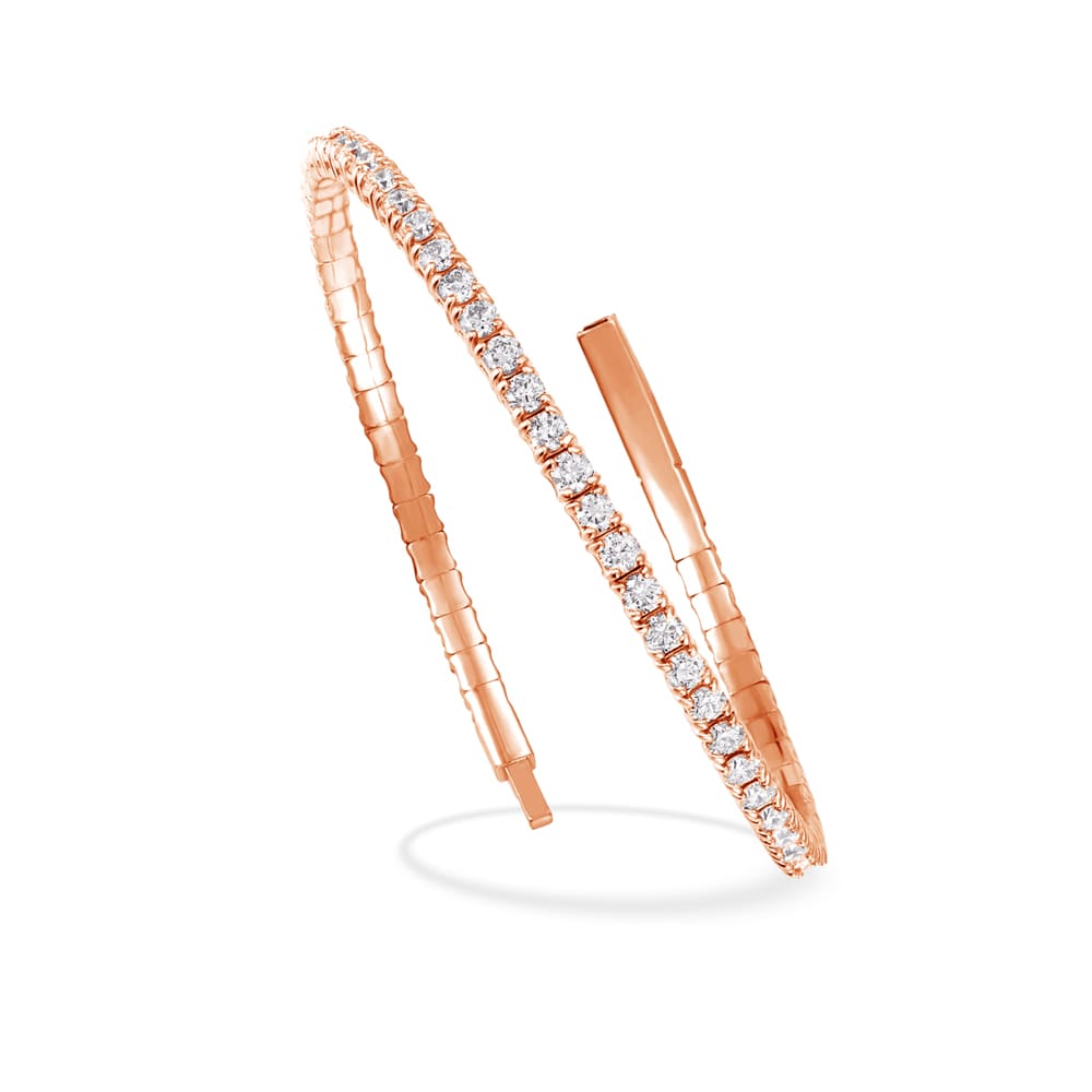 Lab Grown Diamond 1 1/2 Ct.Tw. Full Eternity Flexible Bangle in 14K Rose Gold (Size 6.75")