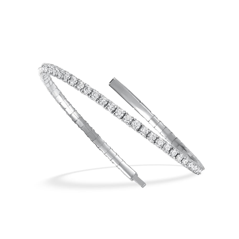 Lab Grown Diamond 1 1/2 Ct.Tw. Full Eternity Flexible Bangle in 14K White Gold (Size 6.75")