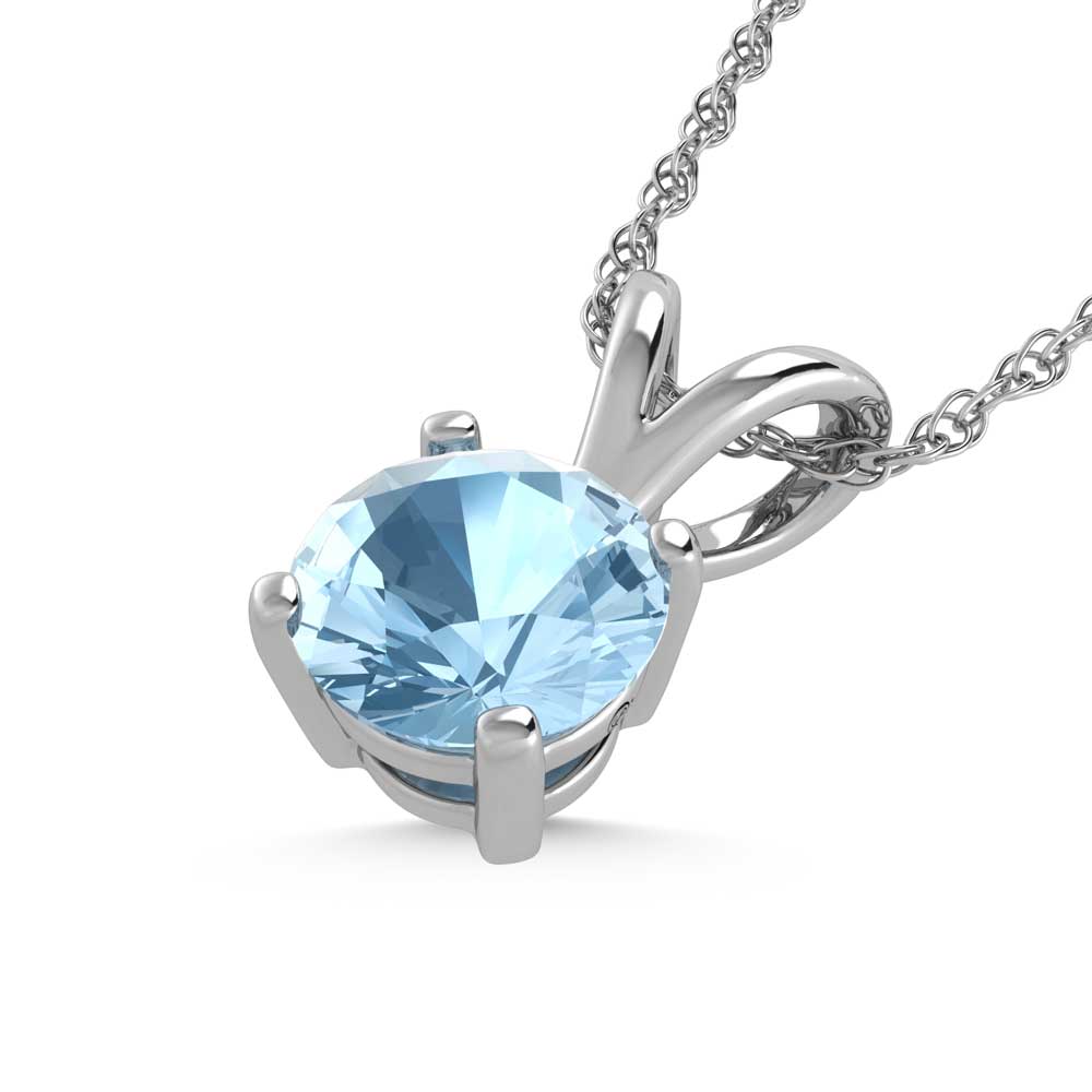 14K White Gold Lab Grown Blue Diamond 1/4 Ct.Tw. Solitaire Pendant