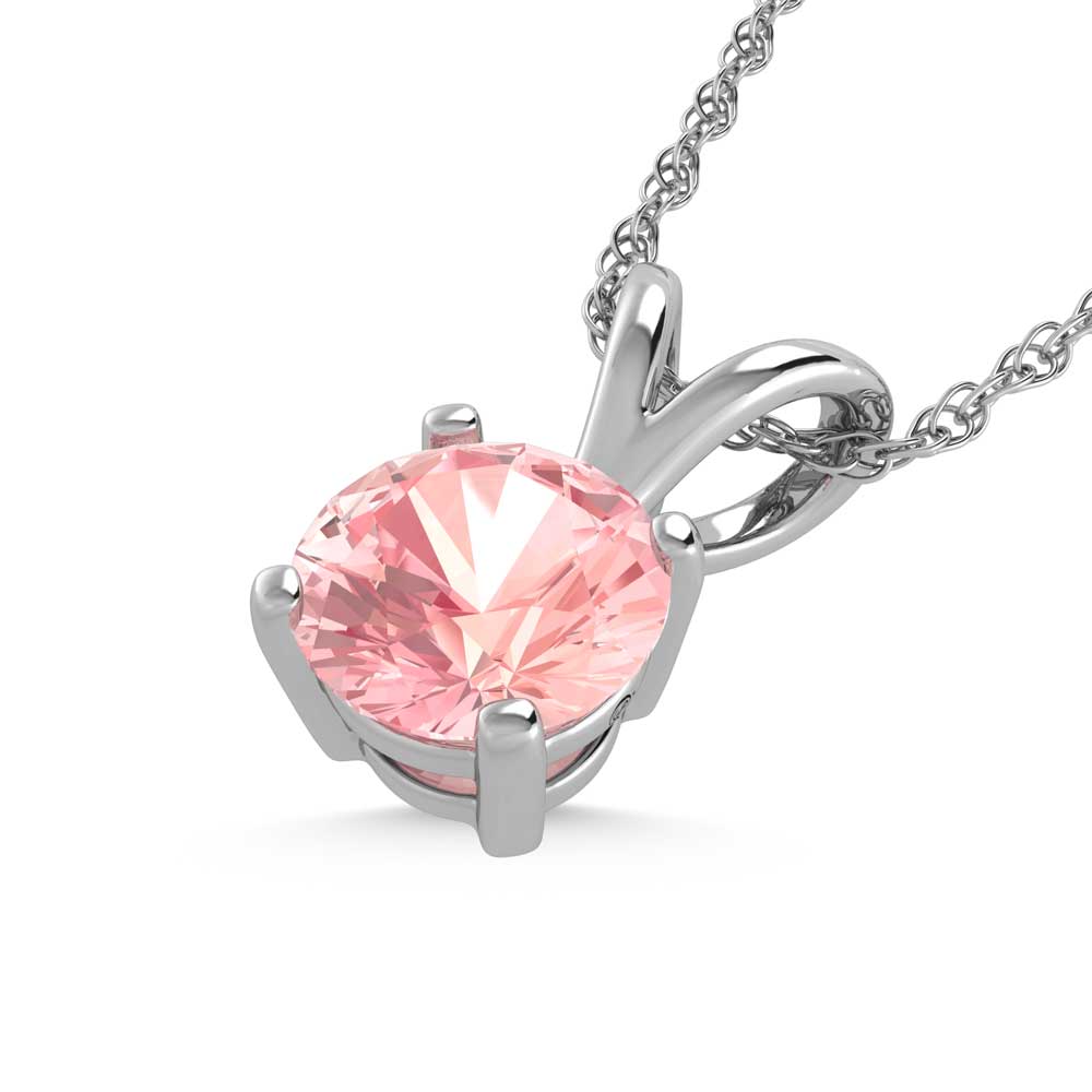 14K White Gold Lab Grown Pink Diamond 1/2 Ct.Tw. Solitaire Pendant