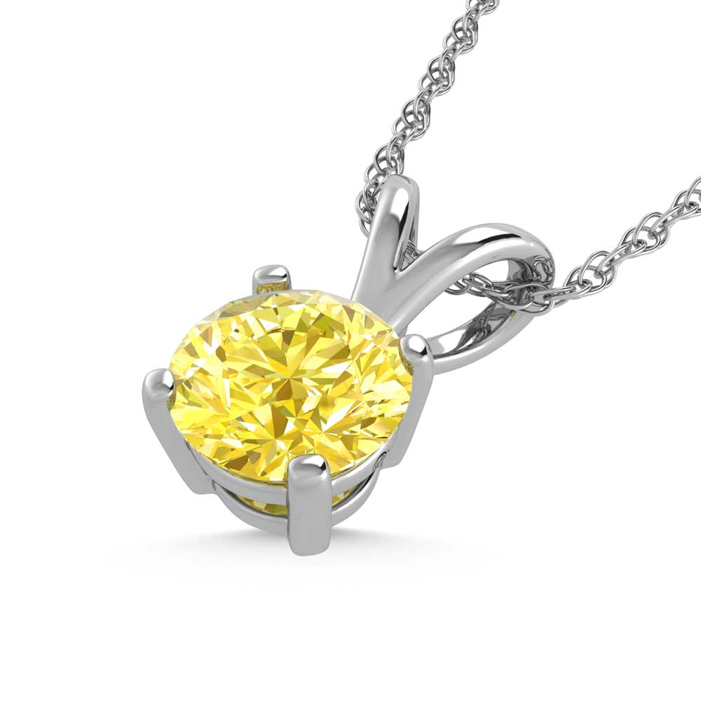 14K White Gold Lab Grown Yellow Diamond 1/4 Ct.Tw. Solitaire Pendant