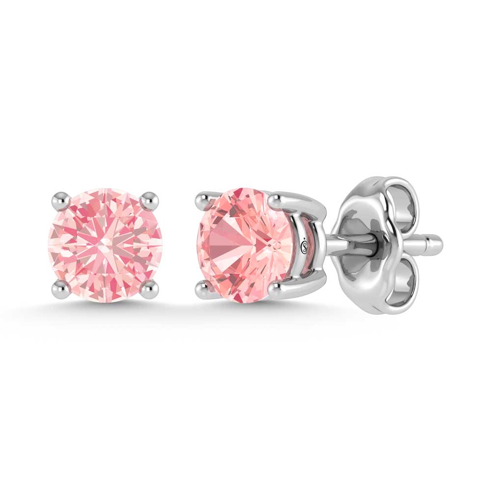 14K White Gold Lab Grown Pink Diamond 3/8 Ct.Tw. Stud Earrings