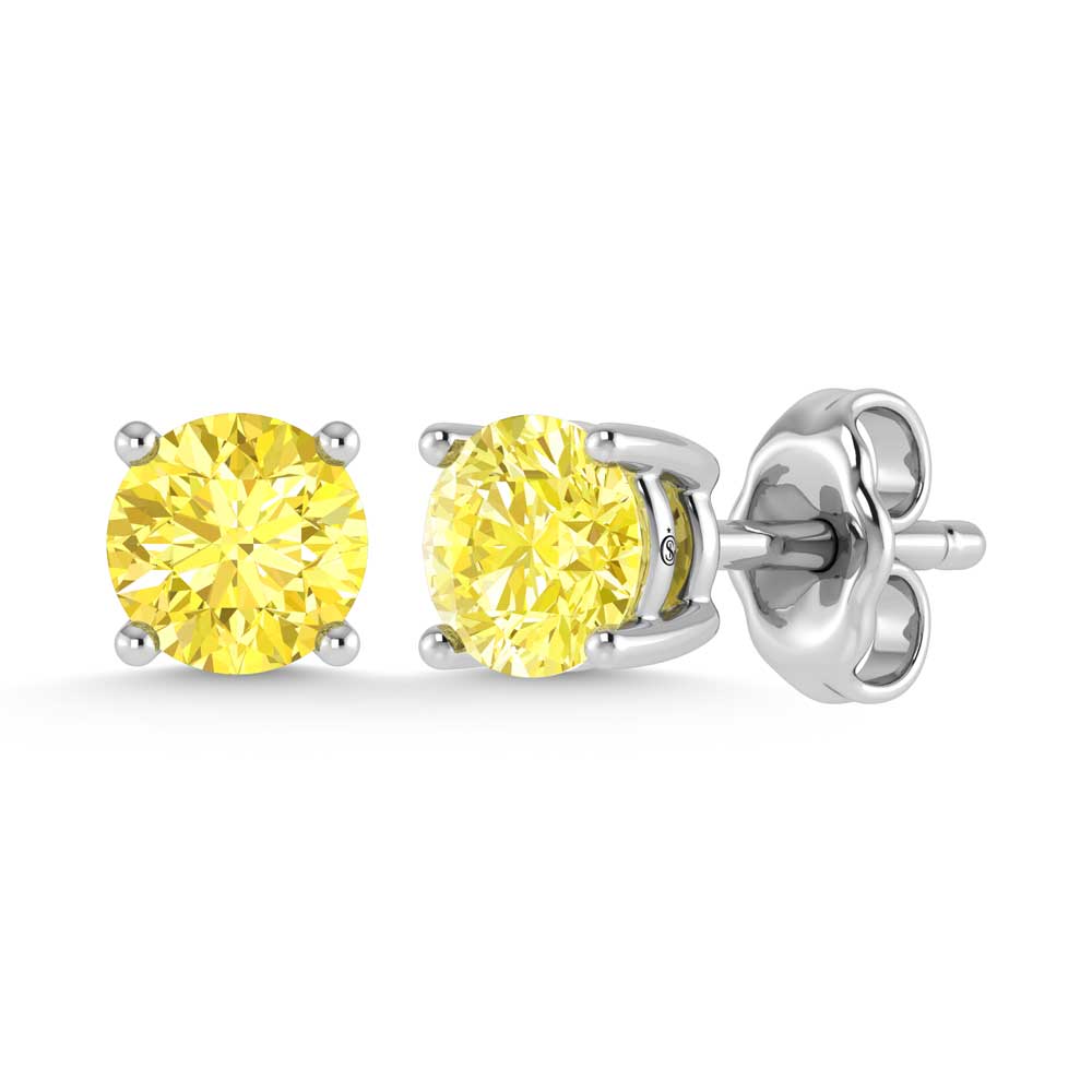 14K White Gold Lab Grown Yellow Diamond 3/8 Ct.Tw. Stud Earrings