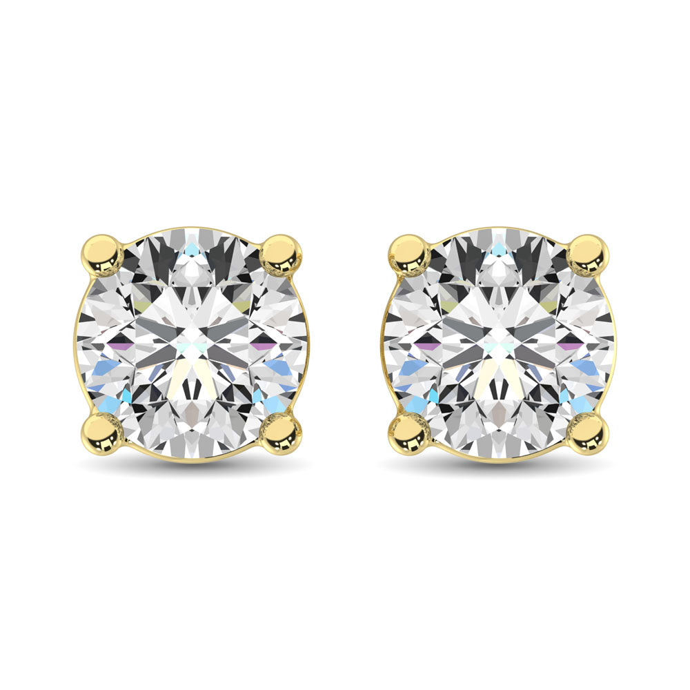 14K Yellow Gold Lab Grown Diamond 1/2 Ct.Tw. Non certified HPHT VS1+ G+ Solitaire Studs (Available in 0.50ctw to 4ctw)