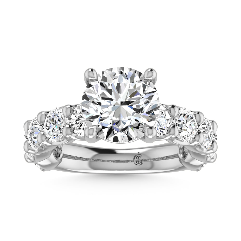 14K White Gold Labgrown Diamond 4 1/3 Ct.Tw. Three Forth Engagement Ring With Center 3 ctw