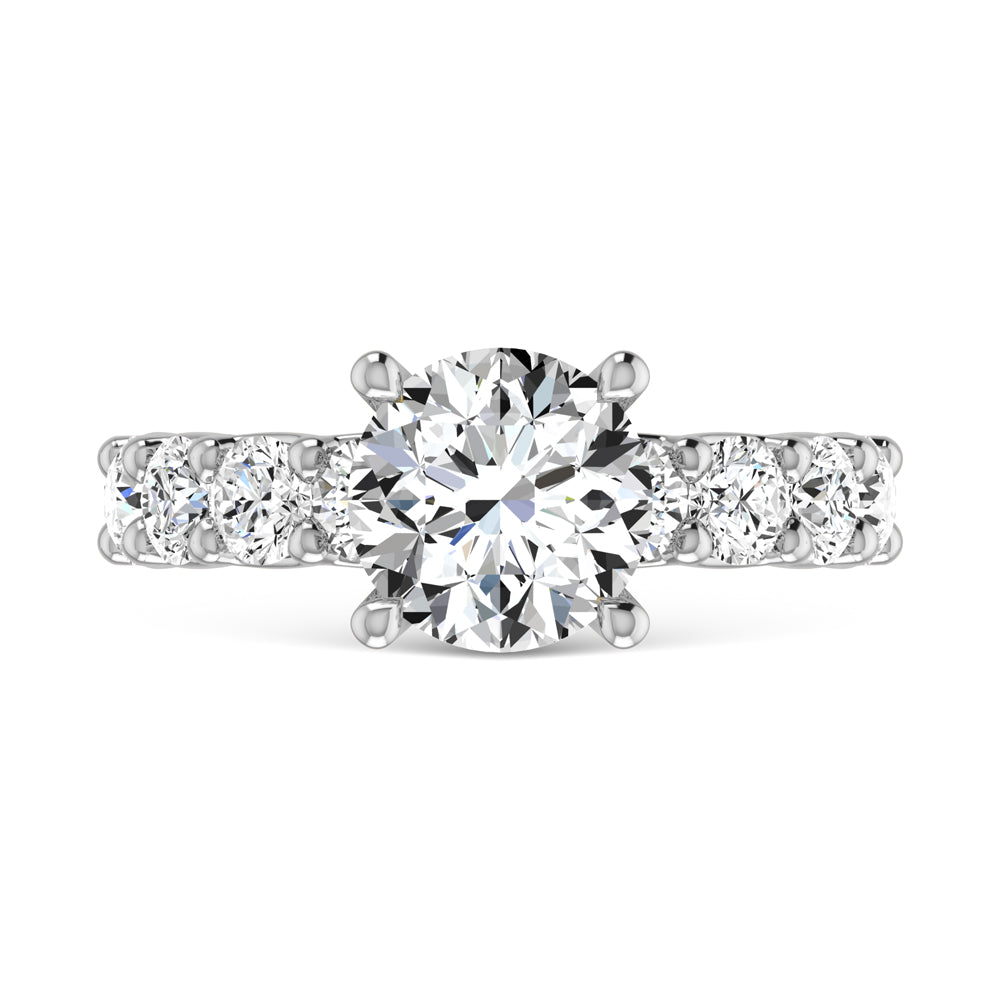 14K White Gold Diamond 4 Ct.Tw. Round Shape Three Forth Engagement Ring With Center 2 ctw