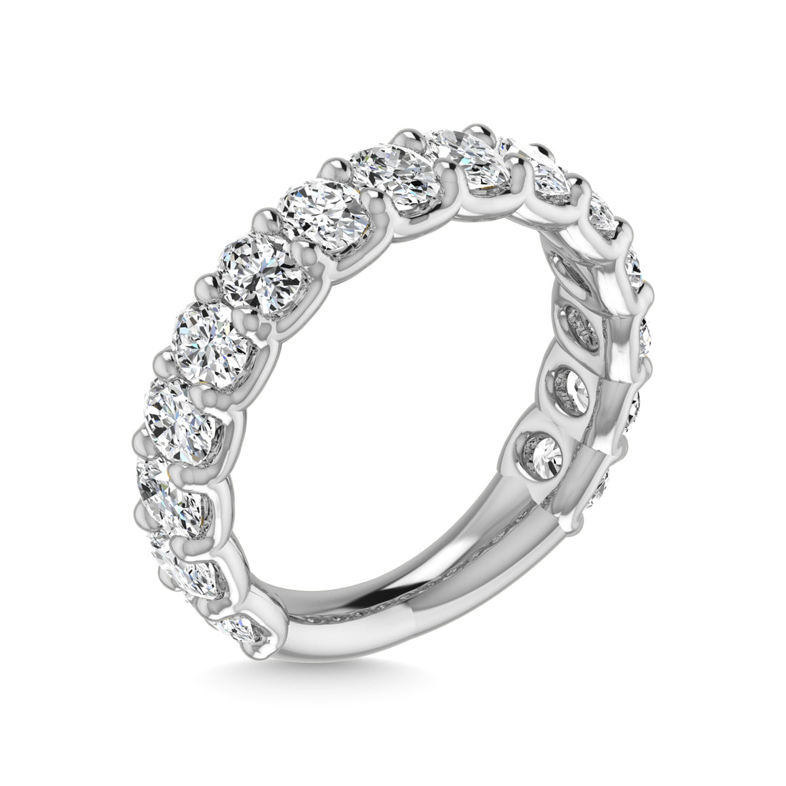 14K White Gold 1 7/8 CT Tw. Oval Shape Lab Grown Diamond Three Forth Eternity Band