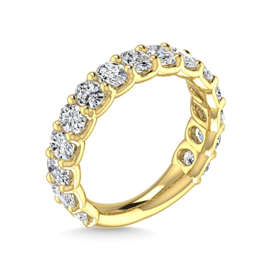 14K Yellow Gold 1 7/8 CT Tw. Oval Shape Lab Grown Diamond Three Forth Eternity Band