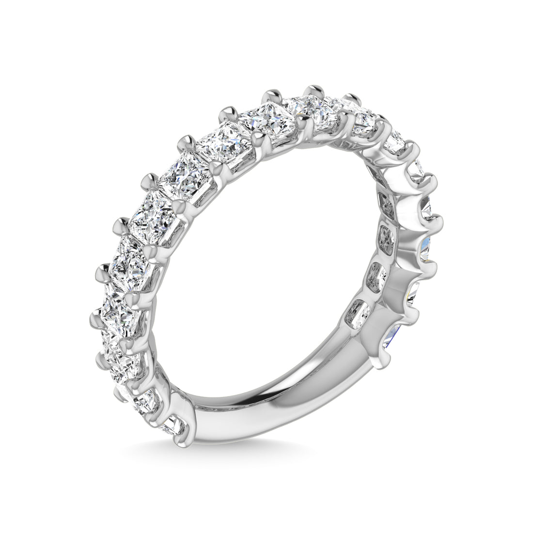 14K White Gold 1 7/8 CT Tw. Princess Shape Lab Grown Diamond Three Forth Eternity Band