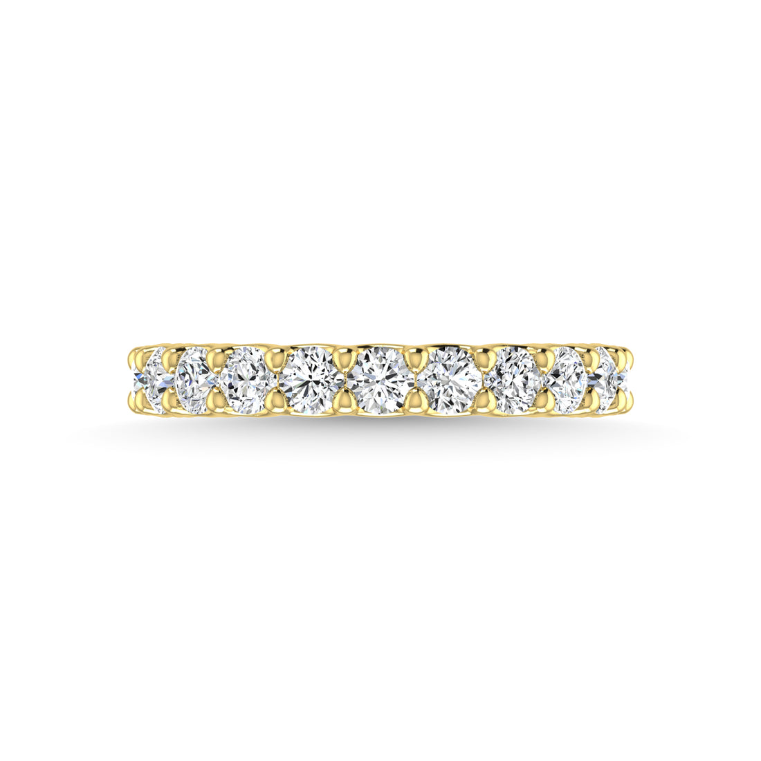 14K Yellow Gold Lab Grown Diamond 7/8 Ct.Tw. Round Shape Three Fourth Way Wedding Band